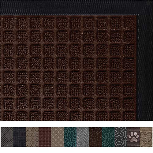 Product Cover Gorilla Grip Original Durable Rubber Door Mat, 35x23, Heavy Duty Doormat for Indoor Outdoor, Waterproof, Easy Clean, Low-Profile Rug Mats for Winter Snow, Entry, High Traffic Areas, Chocolate Squares
