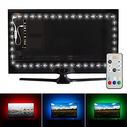 Product Cover Power Practical Luminoodle Professional Bias Lighting for HDTV | 15 Colors + 6500K True White LED TV Backlight Adhesive RGB+W Strip Lights with Wireless Remote, Dimmer - Pro - X-Large (41