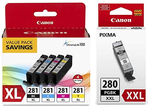 Product Cover Canon CLI-281 XL BKCMY 4-Color Ink Tank Value Pack (2037C005) + Canon PGI-280 XXL Pigment Black Ink Tank (1967C001)