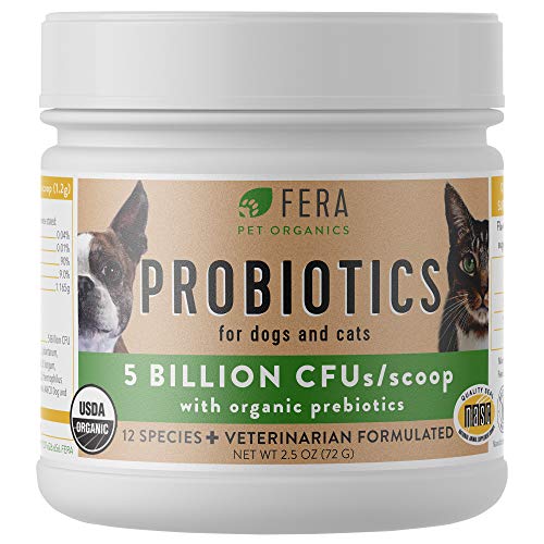 Product Cover FERA Probiotics for Dogs and Cats - USDA Organic Certified - Advanced Max-Strength Vet Formulated - All Natural Probiotics Powder - Made in The USA - 5 Billion CFUs Per Scoop
