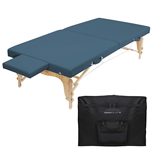 Product Cover Saloniture Portable Physical Therapy Massage Table - Low to Ground Stretching Treatment Mat Platform - Blue