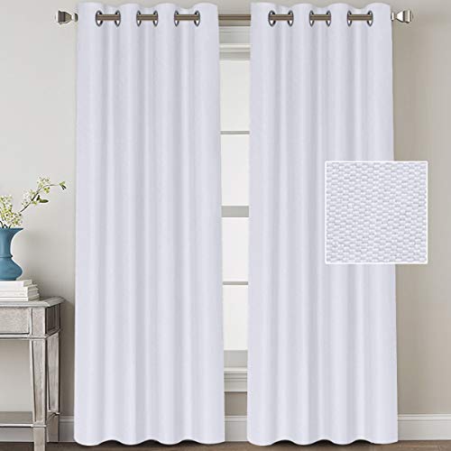 Product Cover H.VERSAILTEX Linen Blackout Curtains 84 Inches Long Room Darkening Heavy Duty Burlap Efffect Textured Linen Curtains/Draperies/Drapes for Living Room Bedroom - Pure White (2 Panels)