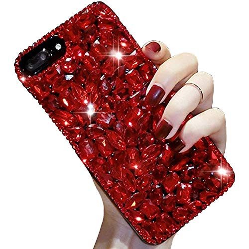 Product Cover For Samsung Galaxy S8 Cute Sparkle Jewels Case,Aearl TPU Soft Luxury 3D Handmade Stunning Stones Crystal Rhinestone Bling Full Diamond Glitter Cover with Screen Protector for Samsung Galaxy S8 - Red