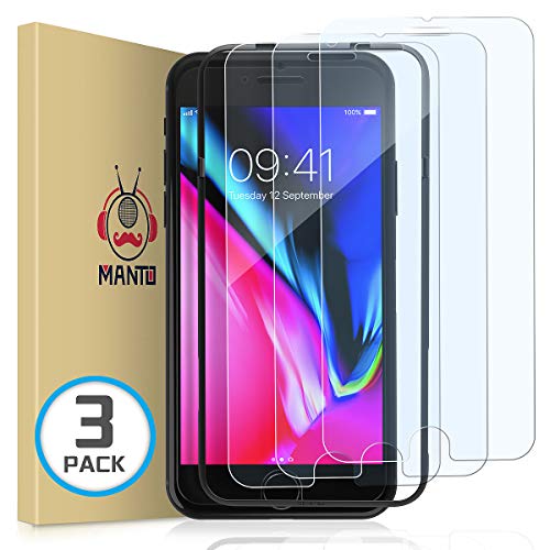 Product Cover MANTO 2-Pack Screen Protector for iPhone 8 7 6s 6 4.7-Inch Tempered Clear Glass 9H Hardness 2.5D Shatter-Proof, Bubble-Free, 3D-Touch, Case-Friendly