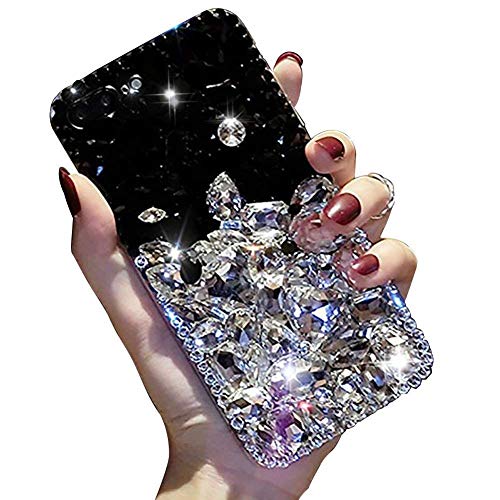 Product Cover For Samsung Galaxy S8 Cute Sparkle Case,Aearl TPU Soft Luxury 3D Handmade Stunning Crystal Rhinestone Bling Full Diamond Glitter Cover with Screen Protector for Samsung Galaxy S8 - Clear and Black