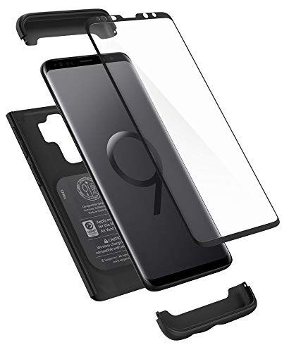 Product Cover Spigen Thin Fit 360 Designed for Samsung Galaxy S9 Plus Case (2018) Tempered Glass Screen Protectors Included - Black