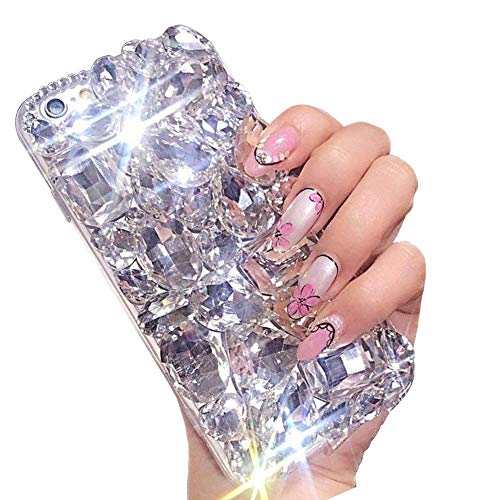 Product Cover For Samsung Galaxy S8 Cute Sparkle Jewels Case,Aearl TPU Soft Luxury 3D Handmade Stunning Stones Crystal Rhinestone Bling Full Diamond Glitter Cover with Screen Protector for Samsung Galaxy S8 - Clear