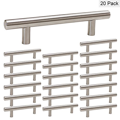 Product Cover homdiy Cabinet Handles Brushed Nickel Drawer Pulls - HD201SN Cabinet Hardware Stainless Steel Kitchen Cupboard Handles Cabinet Handles,20 Pack 3-1/2in Hole Centers Handles for Dresser Drawers