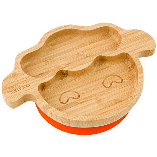 Product Cover Baby Suction Lamb Plate, Stay Put Feeding Plate for Toddlers (Orange)