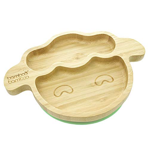 Product Cover Baby Suction Lamb Plate, Stay Put Feeding Plate for Toddlers (Green)