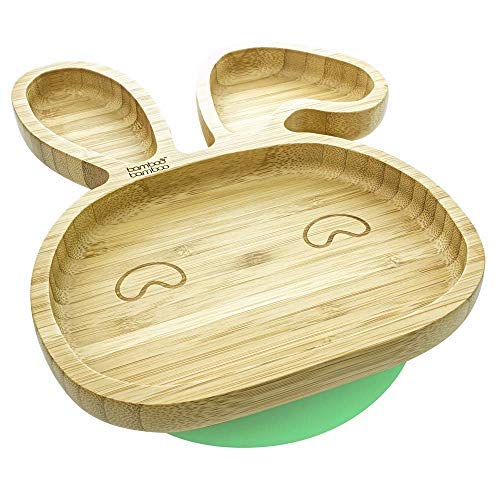 Product Cover Baby Toddler Bunny Suction Plate, Stay Put Feeding Plate (Green)