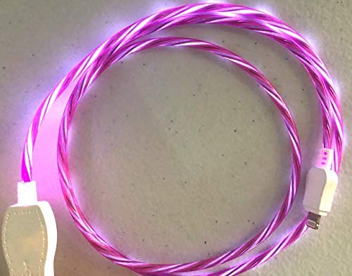 Product Cover New Tech Junkies CANDY FLOW MOVING EL LIGHT-UP flow led USB data charger cable for iPhone X 8 7 6 5s (Hot Pink)