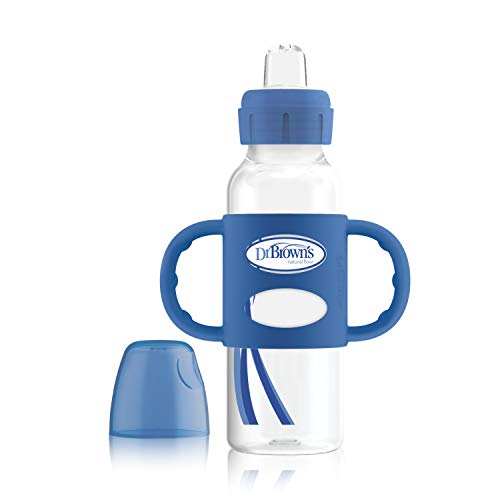 Product Cover Dr. Brown's Options+ Sippy Spout Baby Bottle with 100% Silicone Handle, Blue, 8 Ounce