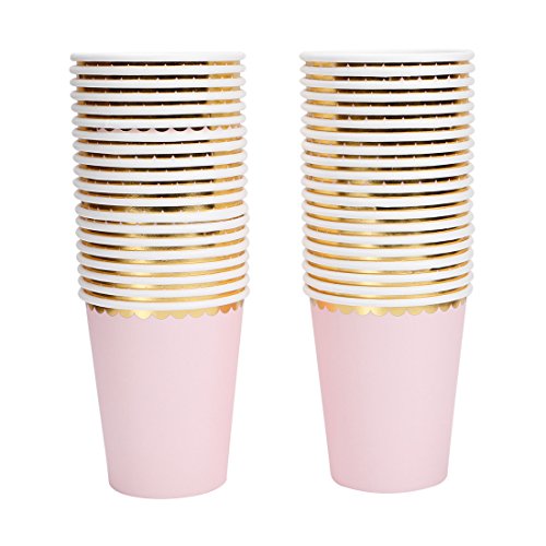 Product Cover Geeklife Gold Paper Cups with Metallic Gold Dots Disposable Paper Cups 9oz for Wedding,Party and Cocktail,40 pcs