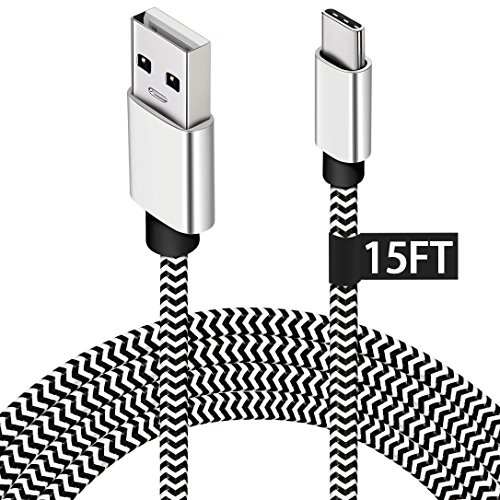 Product Cover USB Type C Charger Cable,15FT Long USB C Cable for Google Pixel 4 XL,Samsung S10 S9 Plus S8, Galaxy Note 10, LG V30, DEEGO Nylon Braided Charging Type C Cord for Nintendo Switch MacBook Wall Charger