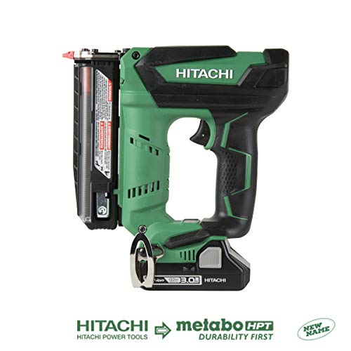 Product Cover Hitachi NP18DSAL Cordless 23 Gauge Pin Nailer Kit, 18V, Compact 3.0 Ah Lithium Ion Battery, No Push Safety Nose Tip