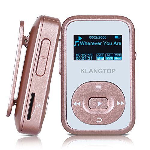 Product Cover Bluetooth MP3 Player 8GB KLANGTOP Digital Clip Music Player with FM Radio Voice Record Function Special Design for Sport and Music Lovers (Rose Gold)