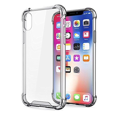Product Cover Egotude Shock Proof Hard Back Soft Bumper Anti Scratch Cover Case for iPhone X & iPhone Xs (Clear Transparent)