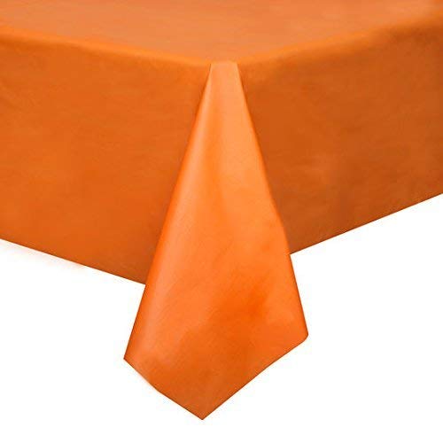 Product Cover Mountclear 12-Pack Disposable Plastic Tablecloths - 54 x 108 Inch Size Table Cloth - (Orange)