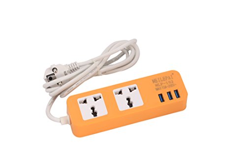 Product Cover CHAKLII Wishpool Extension Socket Plug with 3 USB Port 2.0 and 2 Universal Socket (Orange)