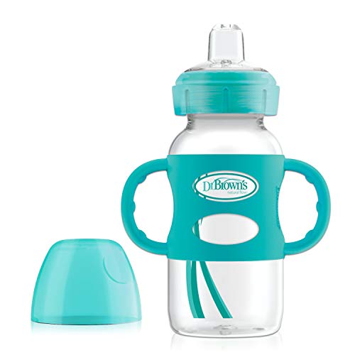 Product Cover Dr. Brown's Options Wide-Neck Sippy Spout Baby Bottle with Silicone Handle, Turquoise, 9 Ounce