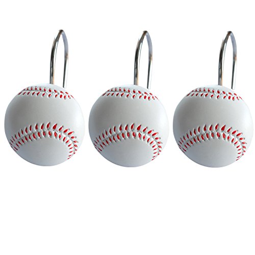 Product Cover Doupoo Home Decorative Baseball Shower Curtain Hooks Set of 12 (baseball)