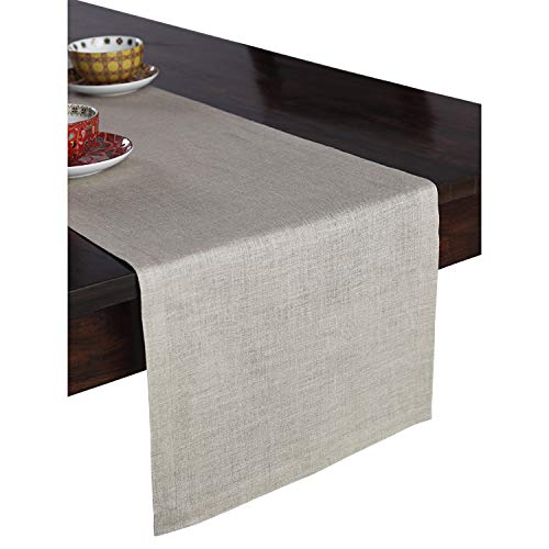 Product Cover Solino Home 100% Pure Linen Table Runner - 14 x 108 Inch Athena, Handcrafted from European Flax, Natural Fabric Runner - Natural