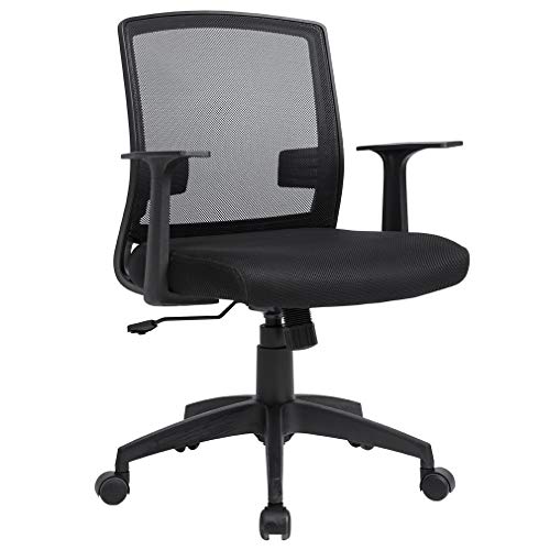 Product Cover Office Chair Ergnomic Desk Chair Adjustable Computer Chair Executive Mid Back Rolling Swivel Chair with Lumbar Support Armrest Mesh Task Chair for Women Adults, Black