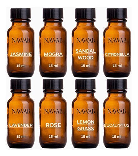 Product Cover NAWAB Set of 8 Essential Aroma Diffuser Oil (Lavender, Lemongrass, Rose, Jasmine, Citronella, Eucalyptus, Sandalwood & Mogra - 15ml Each)