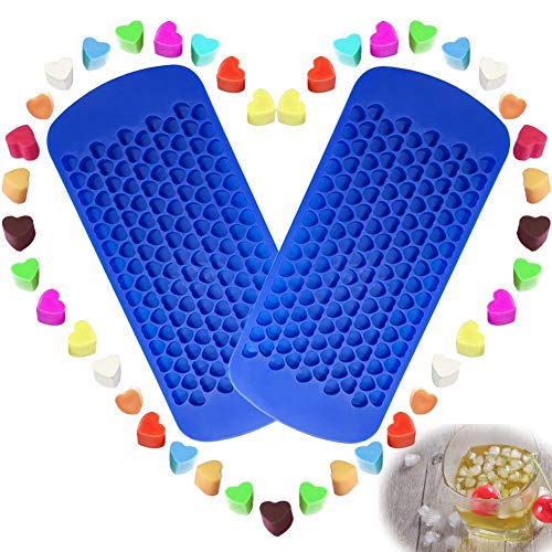 Product Cover 150 Grids Mini Silicone Ice Cube Trays Heart Shaped Candy Chocolate Molds, VIWIEU Small Ice Cubes Mold Maker 2 Pack Chill Your Drink Faster,Tiny Ice Works Great for Blender, Kitchen Bar Wine Gadgets