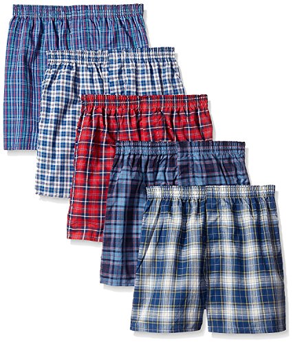 Product Cover Fruit of The Loom Boys' Woven Boxer, Exposed and Covered Waistband (Pack of 5) (Assorted, X-Large / 18-20)