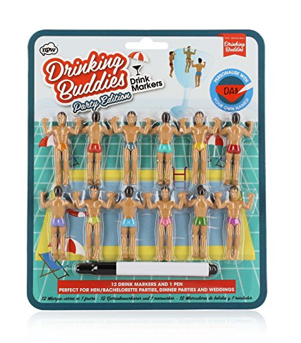 Product Cover NPW Drinking Buddies Cocktail/Wine Glass Markers, 12-Count, Classic
