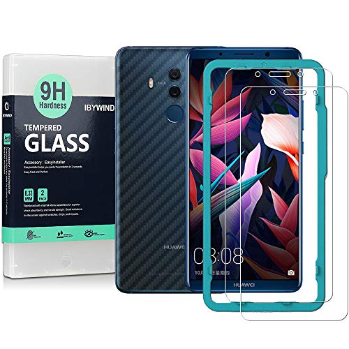 Product Cover Ibywind Screen Protector for Huawei Mate 10 Pro [Pack of 2] 9H Tempered Glass Protector with Back Carbon Fiber Skin Protector,Including Easy Install Kit