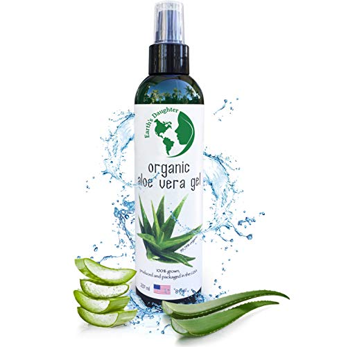 Product Cover Organic Aloe Vera Gel from 100% Pure and Natural Cold Pressed Aloe - Great for Face - Hair - Acne - Sunburn - Bug Bites - Rashes - Eczema - 8 oz.
