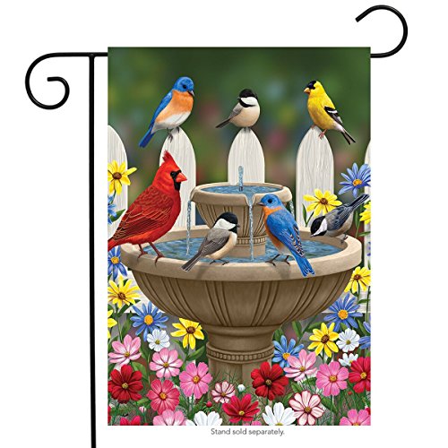 Product Cover Briarwood Lane Birdbath Gathering Spring Garden Flag Floral Birds 12.5