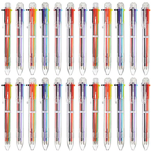 Product Cover Hicarer 20 Pack 6-in-1 Retractable Ballpoint Pens 6-Color Ballpoint Pen Multicolor Pens for Office School Supplies Students Children Gift