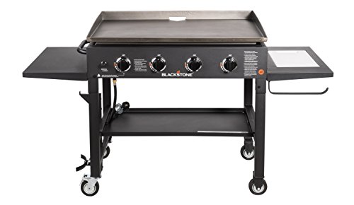 Product Cover Blackstone 36 inch Outdoor Flat Top Gas Grill Griddle Station - 4-burner - Propane Fueled - Restaurant Grade - Professional Quality - With NEW Accessory Side Shelf and Rear Grease Management System