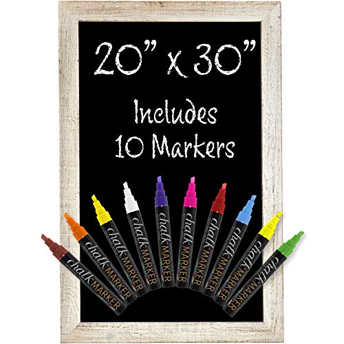 Product Cover Rustic White Magnetic Wall Chalkboard Sign: Includes 10 Liquid Chalk Markers 20