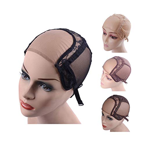 Product Cover 4X4 U Part Swiss Lace Wig Cap for Making Wigs with Adjustable Straps on the Back Glueless Hairnets(Black M)