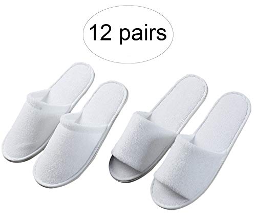 Product Cover Three Artisans Featured Cotton Terry Disposable Spa Hotel Slippers Individually Packed For Men and Women 12 Pack