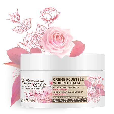 Product Cover Mademoiselle Provence Shea Butter Souffle Whipped Body Cream with Organic Rose and Peony, Ultra-Rich Natural Nourishing Smoothing Vegan Body Balm, Dry Sensitive Skin, Made in France, 6.7 fl oz