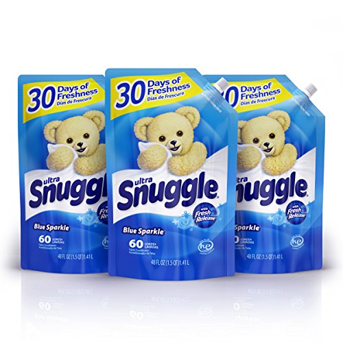 Product Cover Snuggle Liquid Fabric Softener Easy-Pouch, Blue Sparkle, 48 Oz, 3Count, 180 Total Loads