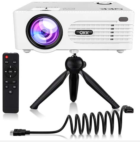 Product Cover QKK [2019 Upgrade] Mini Projector [with Tripod] LED Projector Full HD 1080P Supported, 170