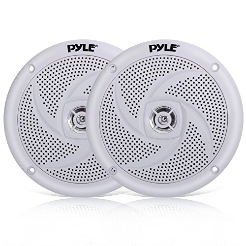 Product Cover Pyle Marine Speakers - 5.25 Inch 2 Way Waterproof and Weather Resistant Outdoor Audio Stereo Sound System with 180 Watt Power and Low Profile Slim Style - 1 Pair - PLMRS5W (White)