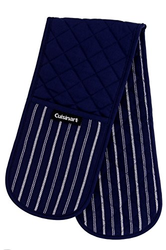 Product Cover Cuisinart Quilted Double Oven Mitt, Twill Stripe, 7.5 x 35 inches - Heat Resistant Oven Gloves to Protect Hands and Arms - Great Set for Cooking, Baking, and Handling Hot Pots and Pans- Navy Aura