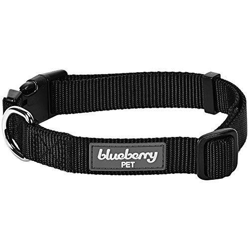 Product Cover Blueberry Pet 22 Colors Classic Dog Collar, Black, Medium, Neck 14.5