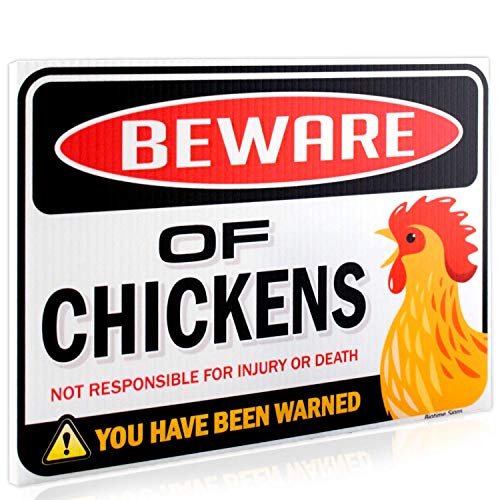 Product Cover Bigtime Signs Beware of Chickens Warning Sign - 9 inches x 12 inches - Danger Sign Funny Gag Gifts for Chicken Fan Lovers - Corrugated Plastic - Indoor or Outdoor - Chicken Rooster Plaque Sign