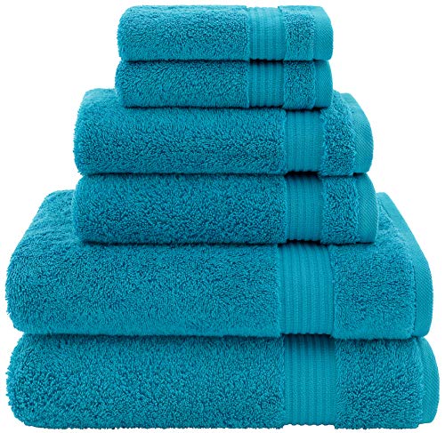 Product Cover Hotel & Spa Quality, Absorbent and Soft Decorative Kitchen and Bathroom Sets, Cotton, 6 Piece Turkish Towel Set, Includes 2 Bath Towels, 2 Hand Towels, 2 Washcloths, Ocean Aqua