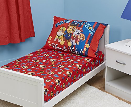 Product Cover Paw Patrol Toddler Fitted Sheet and Pillow Case Set, Red