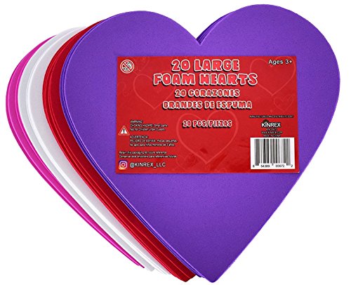 Product Cover KINREX Valentine's Day Foam Hearts - Multicolor Large Foam Heart Shapes for Girlfriend, Boyfriend, Kids & Adults - Valentine Decor Creative Heart Cut-Outs - 6